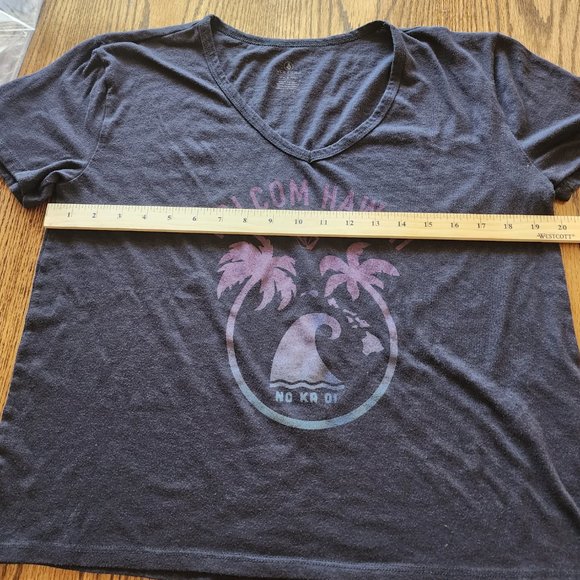 Volcom Medium Hawaii No Ka 01 Black V-Neck Top Shirt Loose Fit Oversized - Picture 6 of 7